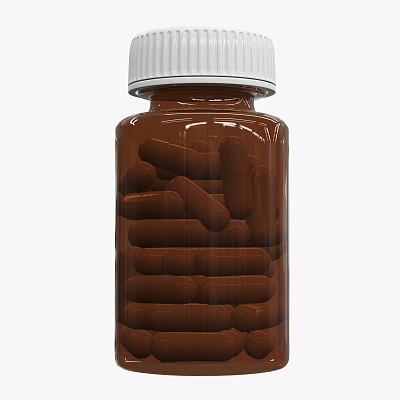 Pills in glass bottle 02