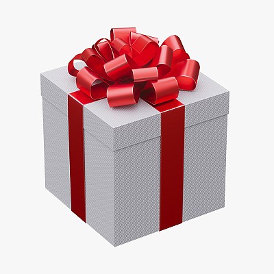 White gift box & ribbon 1
