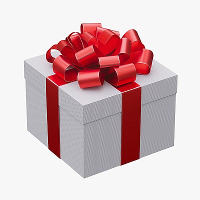 White gift box & ribbon 2