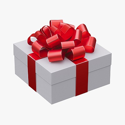 White gift box & ribbon 3