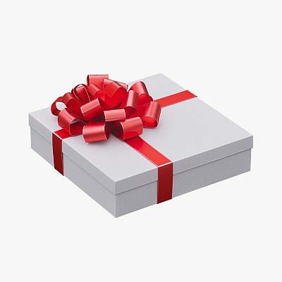 White gift box & ribbon 4