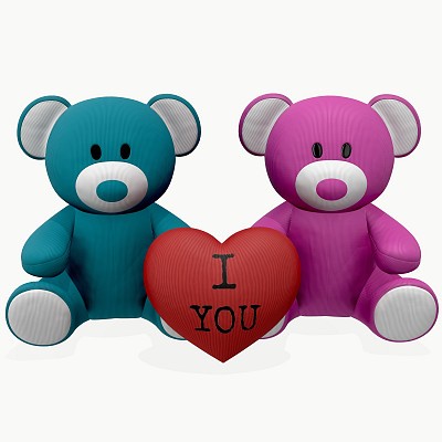 Bear plush toys and heart