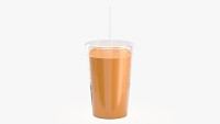 Plastic cup coffee juice milkshake with straw