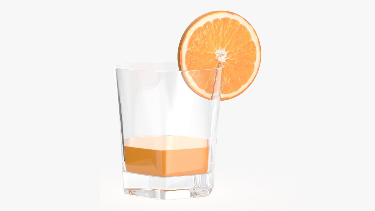 Rocks glass with orange juice and straw