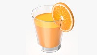 Glass with orange juice and orange slice