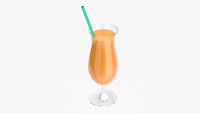 Tulip glass with orange juice and straw