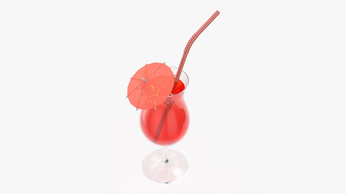 Tulip glass with orange juice straw and umbrella