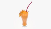 Weizen glass with orange juice straw and orange slice
