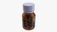 Medicine glass bottle with pills