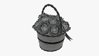 Bouquet of red roses in wicker basket