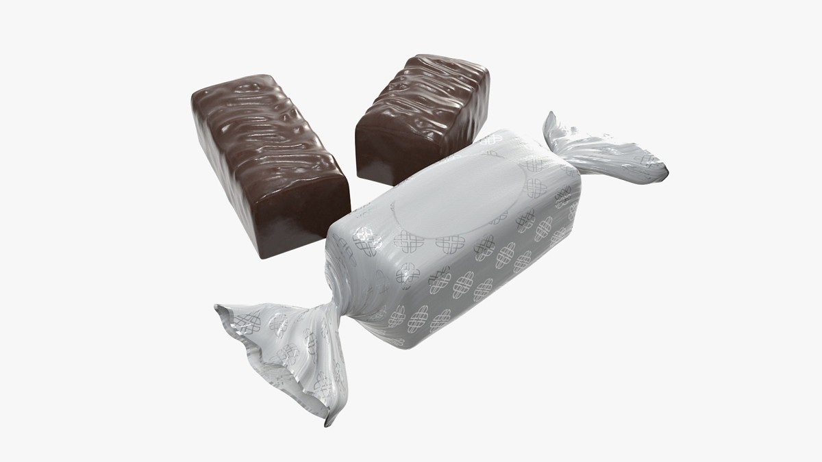 Blank food candy chocolate plastic package wrap mock up 03