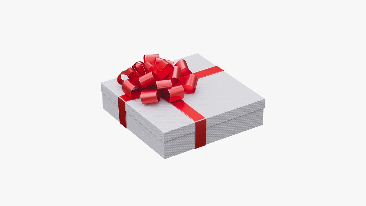 White gift box with red ribbon 04