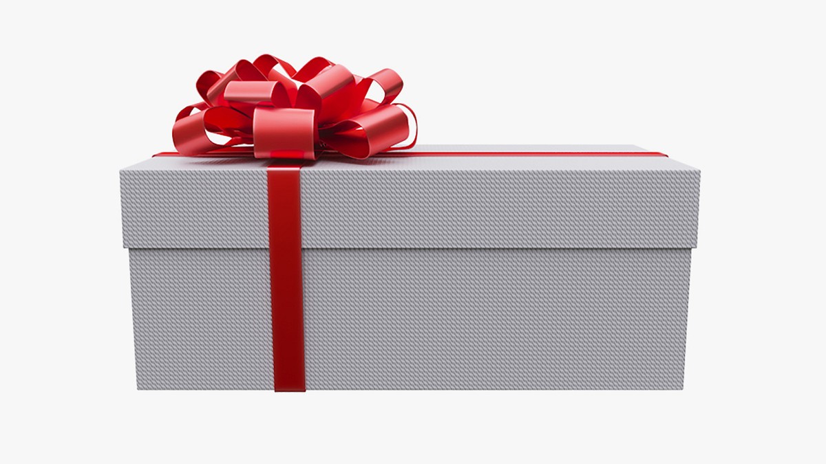 White gift box with red ribbon 05