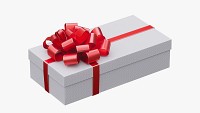 White gift box with red ribbon 06
