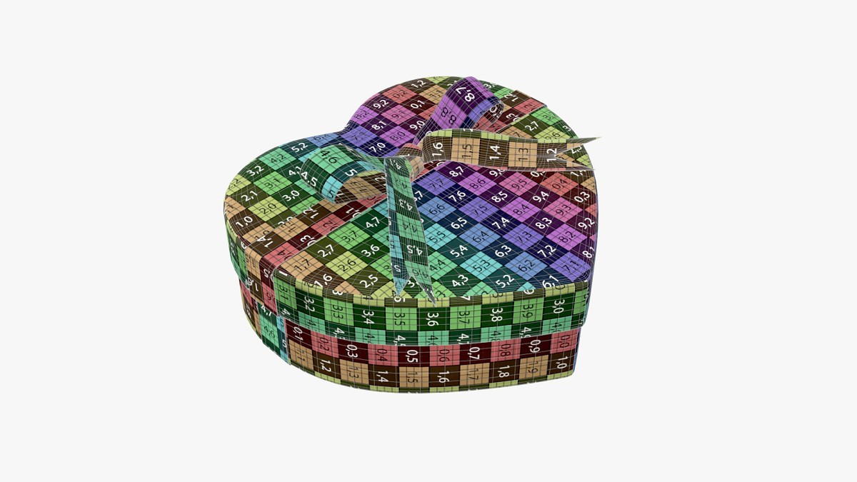 Heart shaped box with ribbon tied round with bow