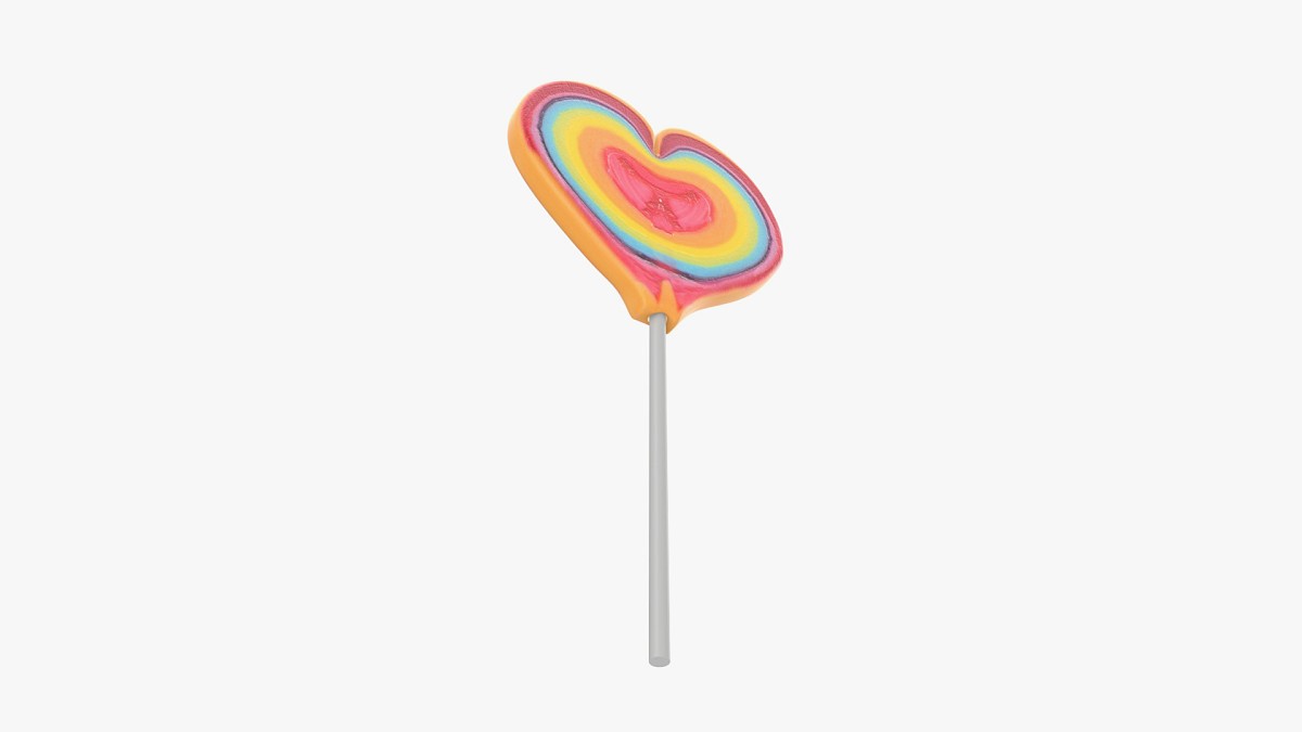 Rainbow lollipop heart shaped candy