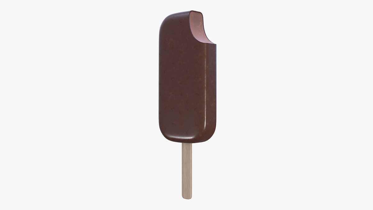 Ice cream chocolate on stick bitten