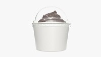 Ice cream in white plastic cup for mockup