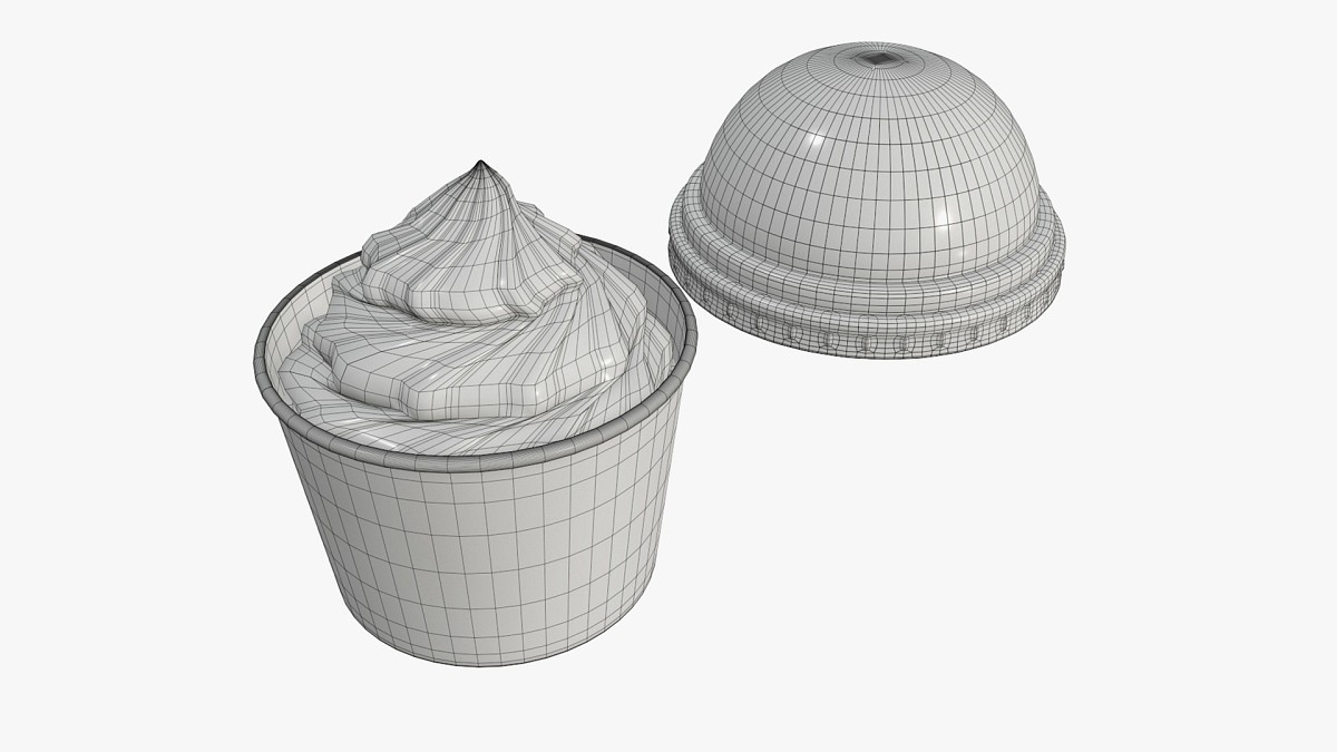 Ice cream in white plastic cup for mockup
