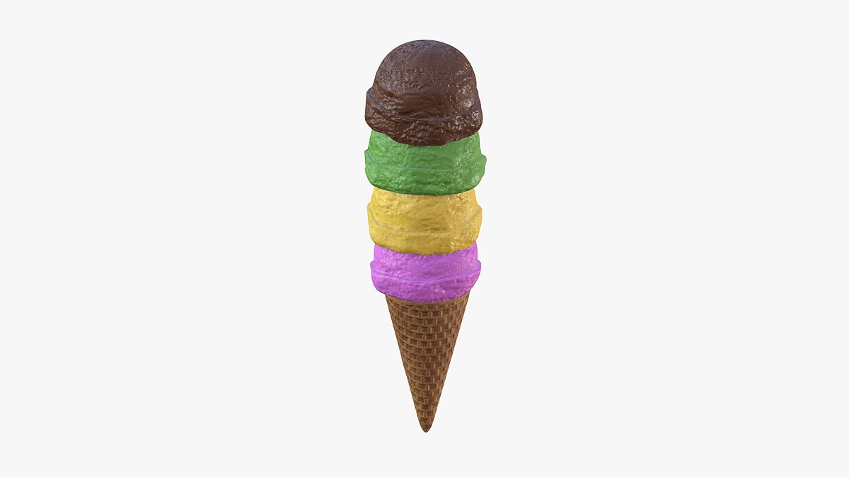 Ice cream balls in waffle cone