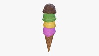 Ice cream balls in waffle cone