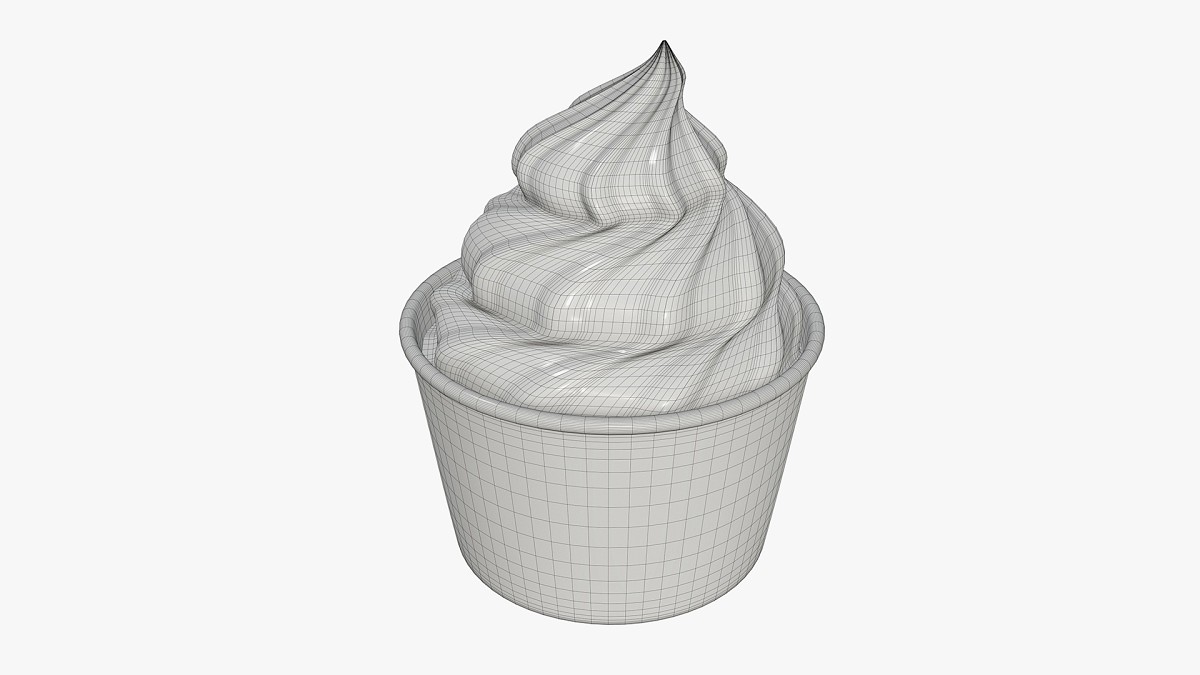 Ice cream in white paper cup for mockup