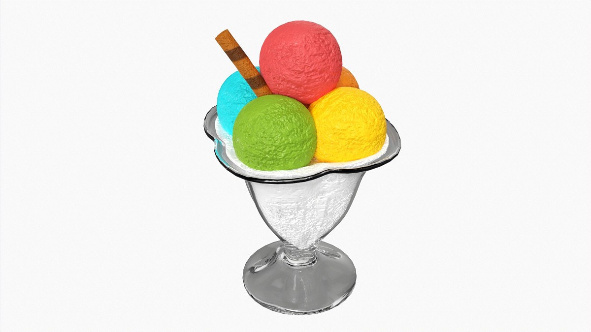 Ice cream balls in glass dish