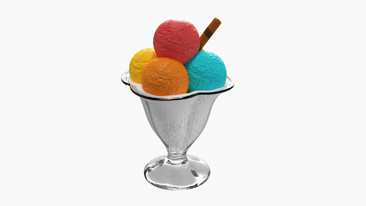 Ice cream balls in glass dish