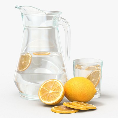 Jar with water and lemon 