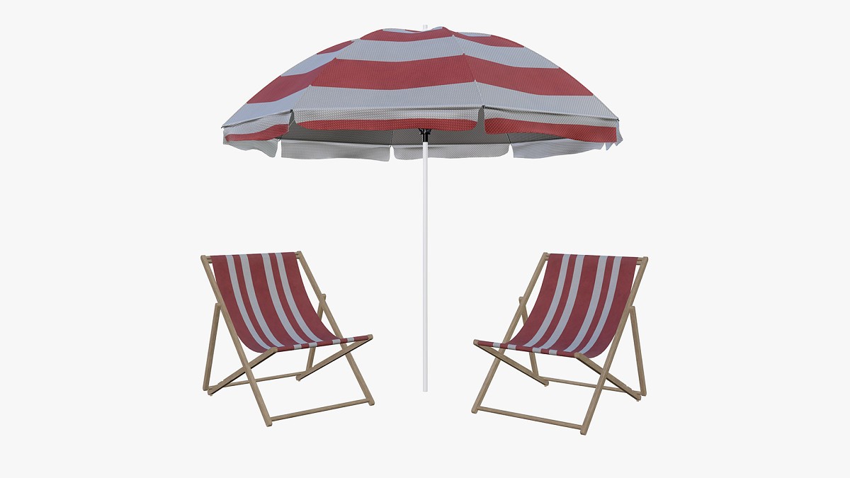 Beach sun lounger and umbrella