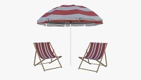 Beach sun lounger and umbrella