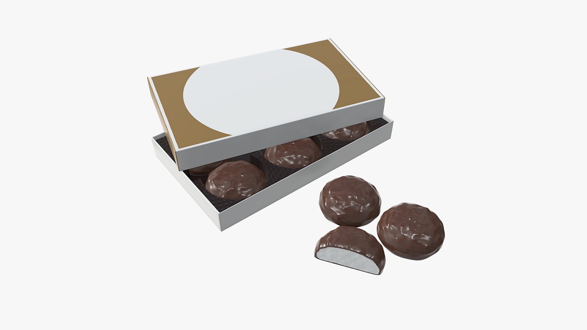 Blank package with marshmallow in chocolate mock up