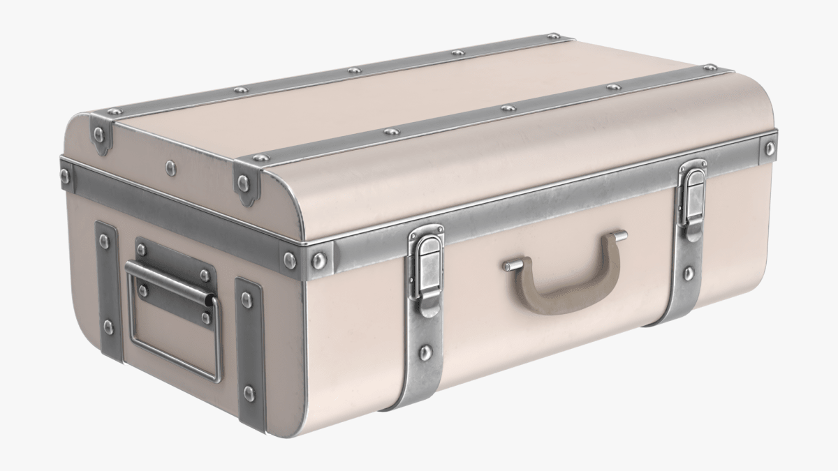 Metal suitcase trunk with lock