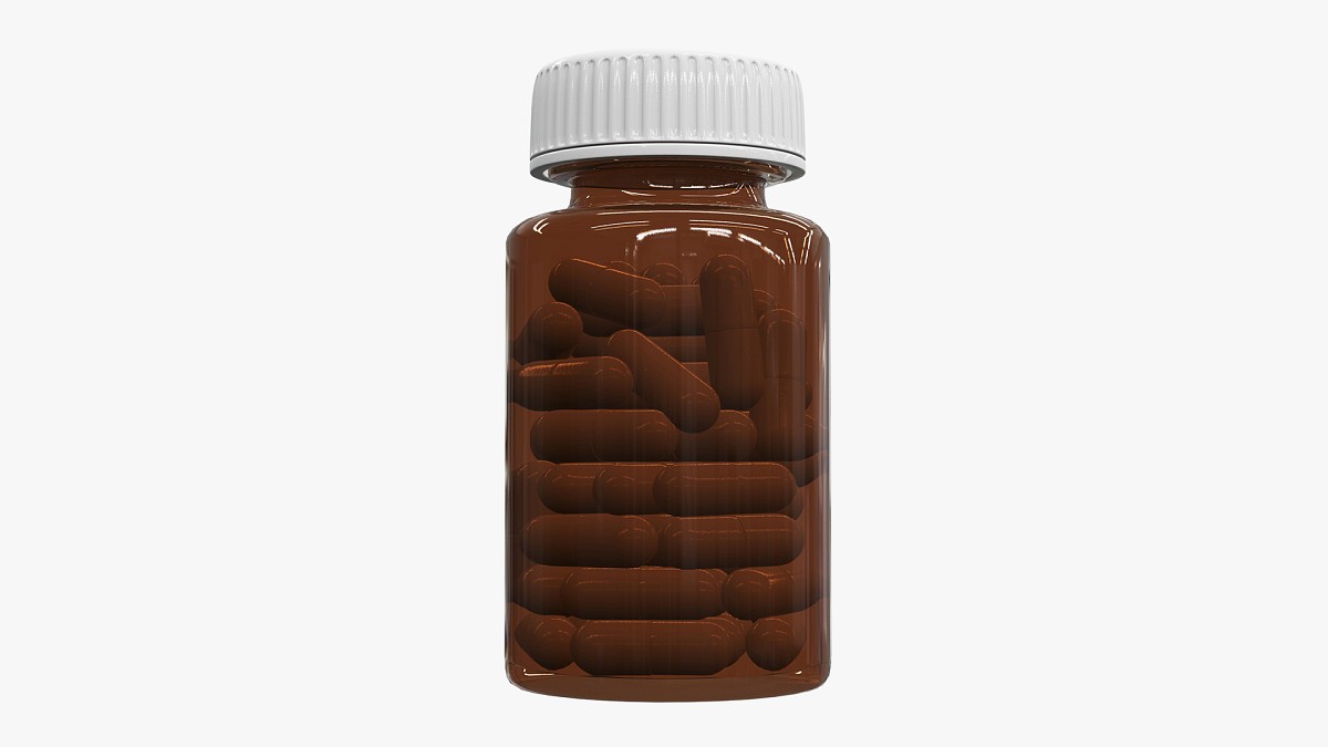 Pills in glass bottle 02
