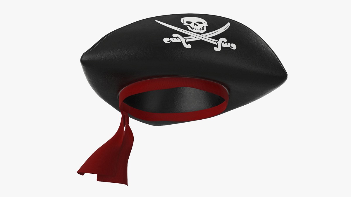 Pirate tricorn hat with skulls and a red bandana