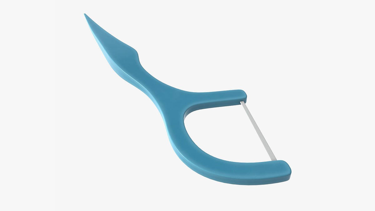 Dental floss pick with flat thread and wide bow