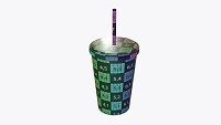 Plastic cup coffee juice milkshake with straw