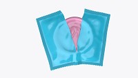 Opened condom package with condom