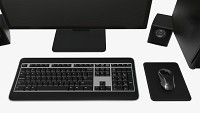 Computer monitor keyboard mouse pad speakers woofer set