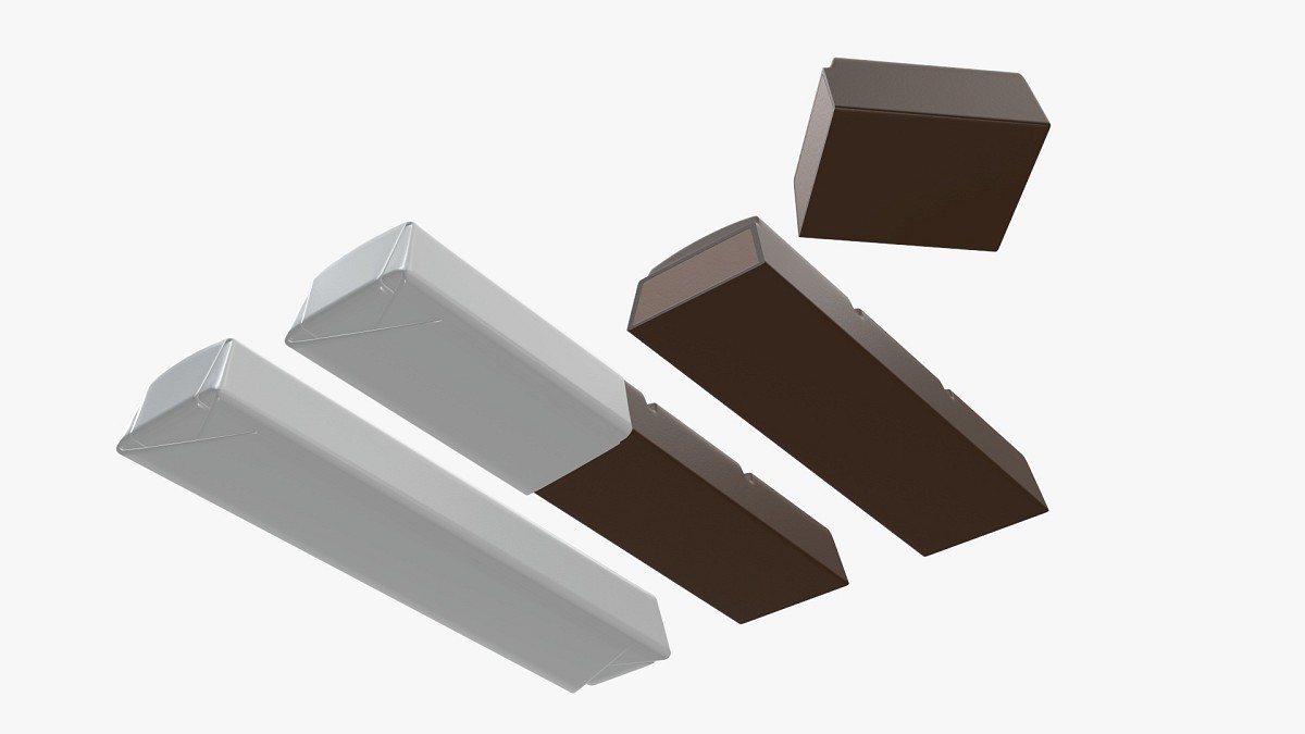 Chocolate bars with packaging half broken