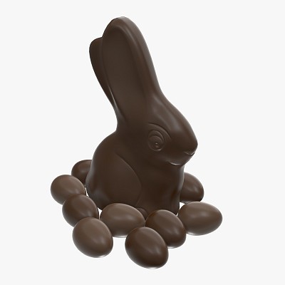Chocolate rabbit and eggs