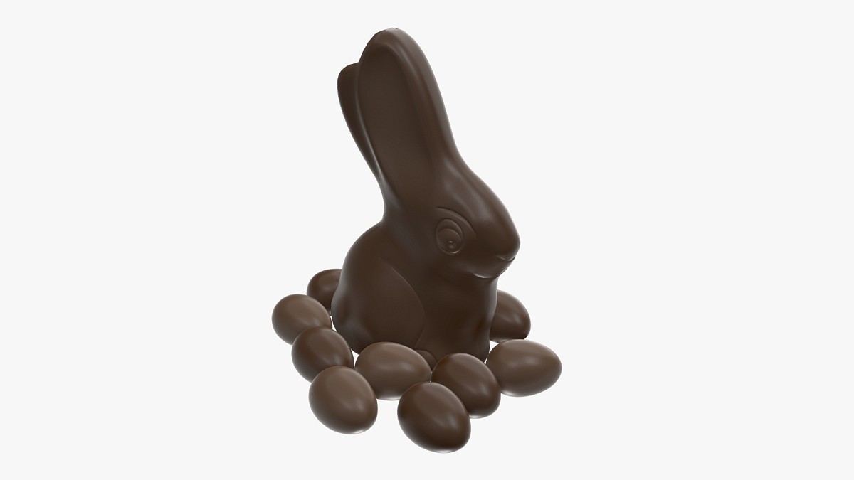 Chocolate rabbit with eggs