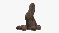 Chocolate rabbit with eggs