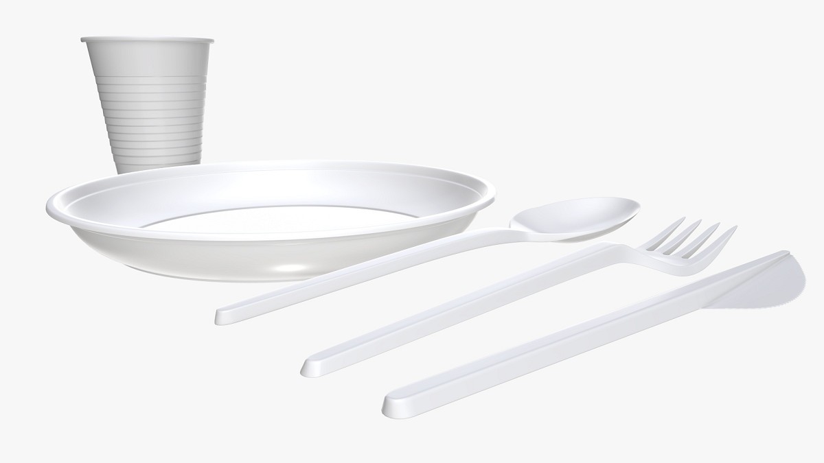 Plastic tableware set plate knife spoon cup