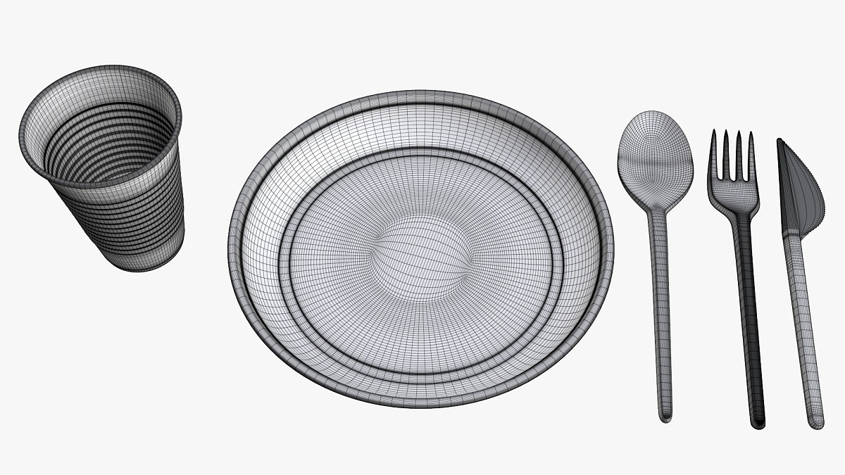 Plastic tableware set plate knife spoon cup