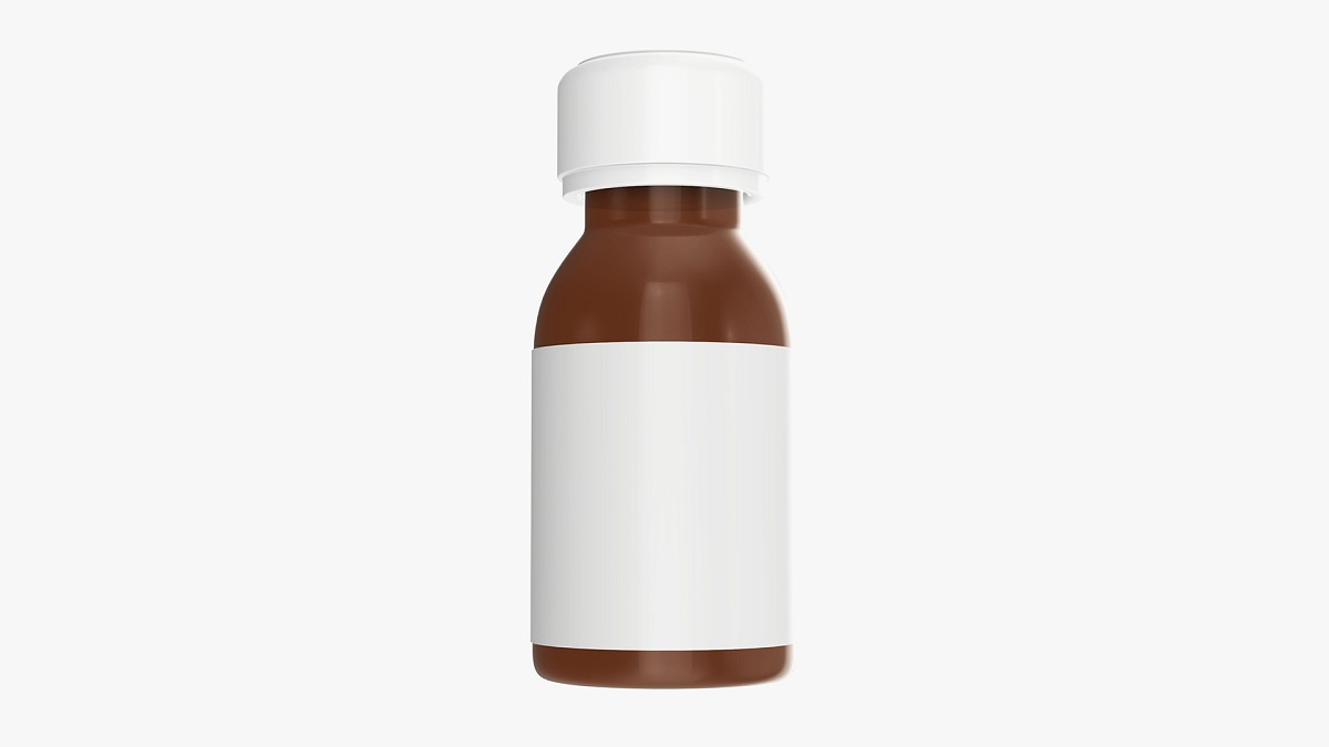 Medicine small glass bottle with label mockup