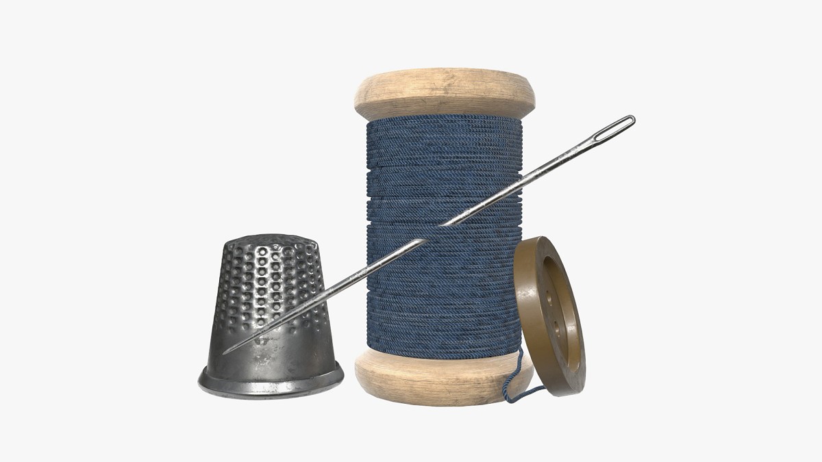 Thread needle button thimble coil