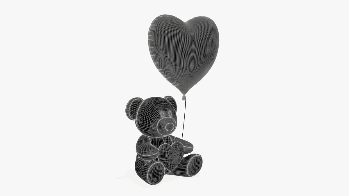 Bear teddy plush toy with heart and balloon