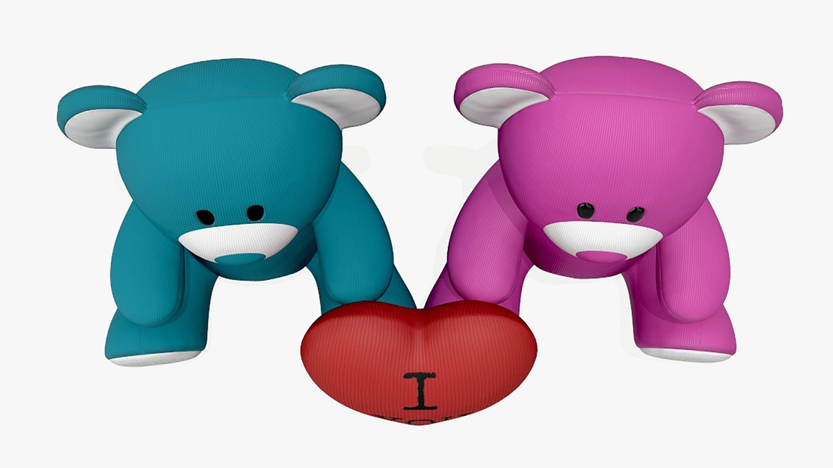 Two teddy bear plush toys with heart