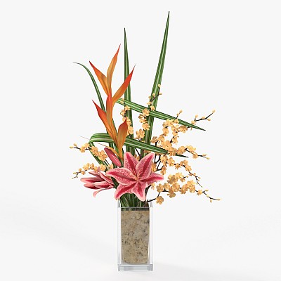 Lily bouquet with grass